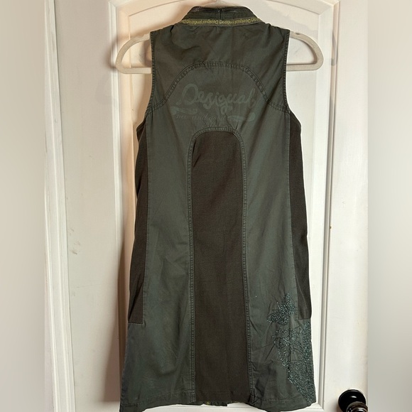 Vintage Desigual Sleeveless Utility Mini Dress Multiple Zippers Pockets Size 40 - Picture 2 of 14